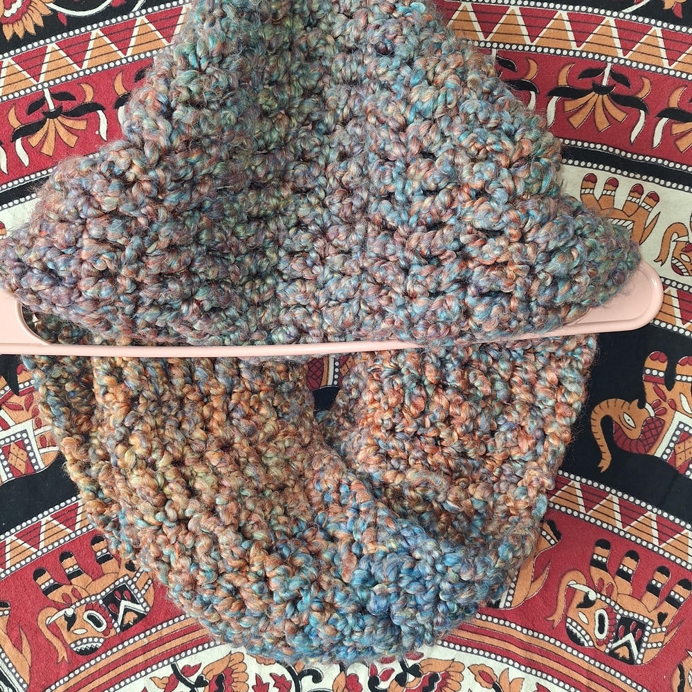 Multicolor Hand-Knit Infinity Scarf - Picture 7 of 7